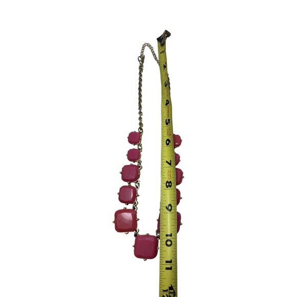 Pink Salmon Stone And Goldtone Necklace Statement Fun Color pop - Picture 5 of 6
